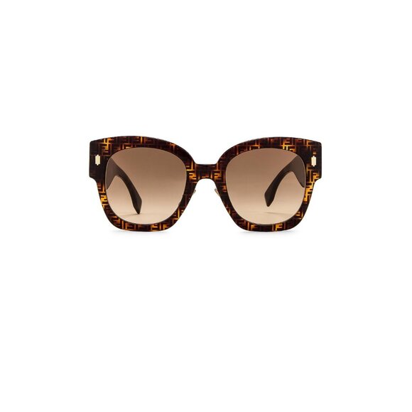 Fendi Acetate Sunglasses Havana Pattern Brown Logo Oversized - Picture 1 of 9